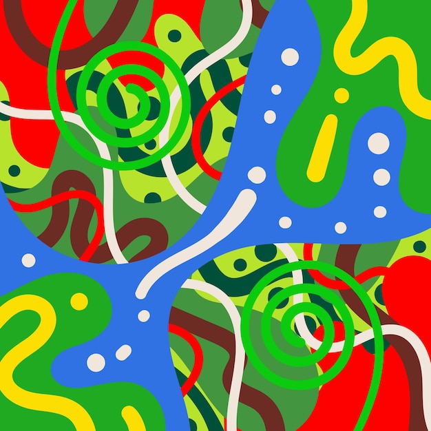 Hand Drawing Colorful Abstract Liquid Doodle Background