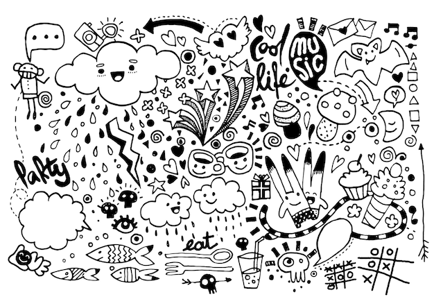 Hand drawing Doodle elements,pen drawn background