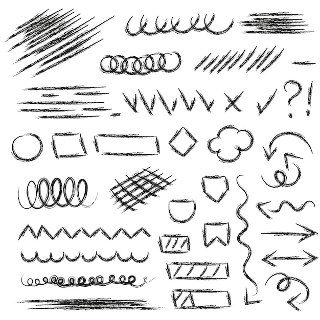 hand drawing doodle lines and shapes isolated sketch