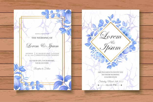 Hand Drawing Floral Wedding Invitation Card Template