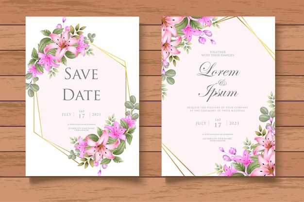 Hand Drawing Floral Wedding Invitation Template