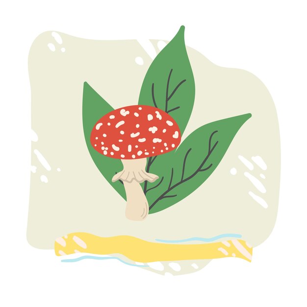 Hand drawing forest wild mushrooms Can be used for menu design label badge recipe packaging