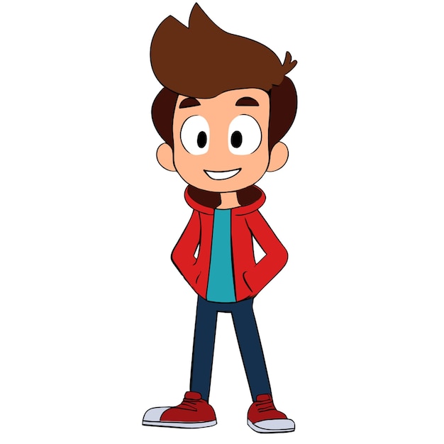 a hand drawing full body cute boy cartoon in isolated background vector illustration cartoon