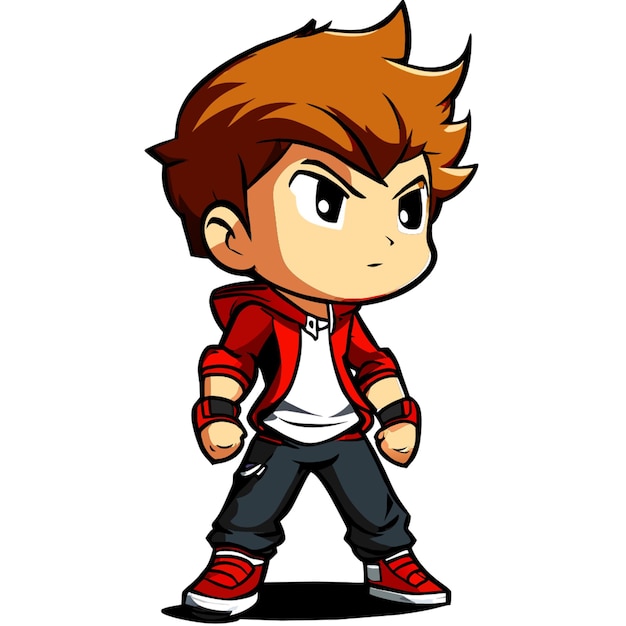 a hand drawing full body cute boy cartoon in isolated background vector illustration