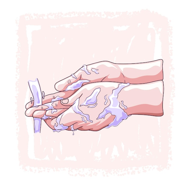 Vector hand drawing hand washing hands c