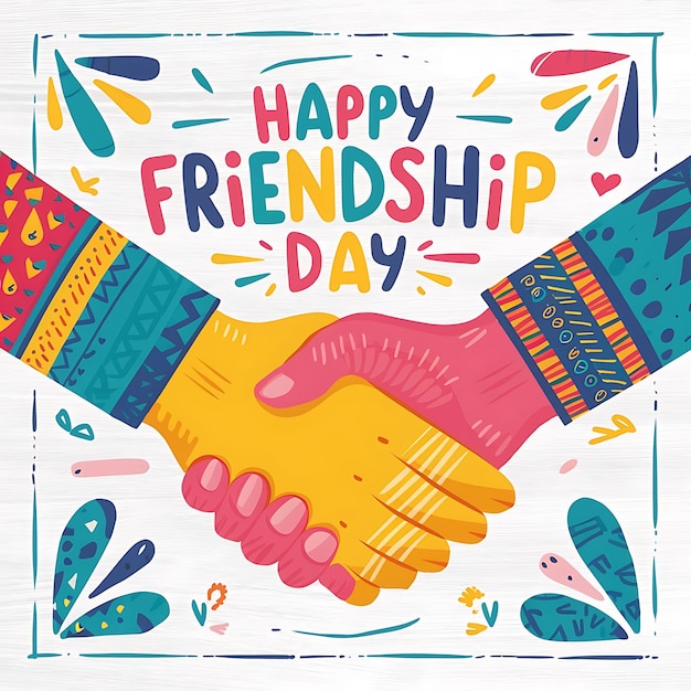 Vector hand drawing happy friendship day illustration for social media post design template