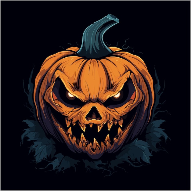 Hand Drawing Illustration of scary pumpkin