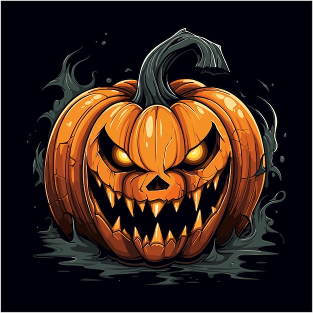 Hand Drawing Illustration of scary pumpkin