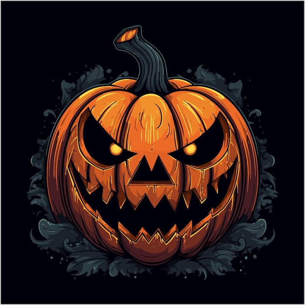 Hand Drawing Illustration of scary pumpkin