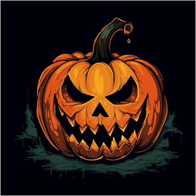 Hand Drawing Illustration of scary pumpkin