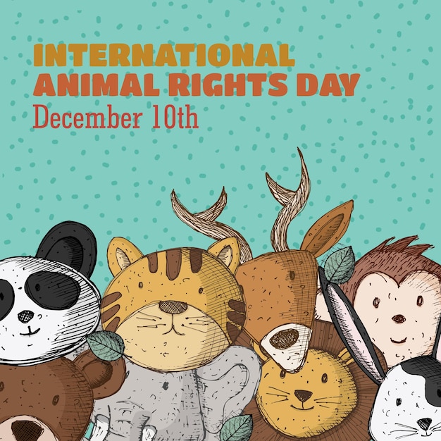 Vector hand drawing international animal rights day banner