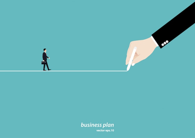 Hand drawing a line leading to business success goal