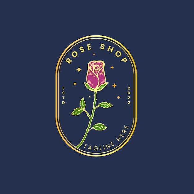 Hand Drawing Logo Rose Shop for your brand