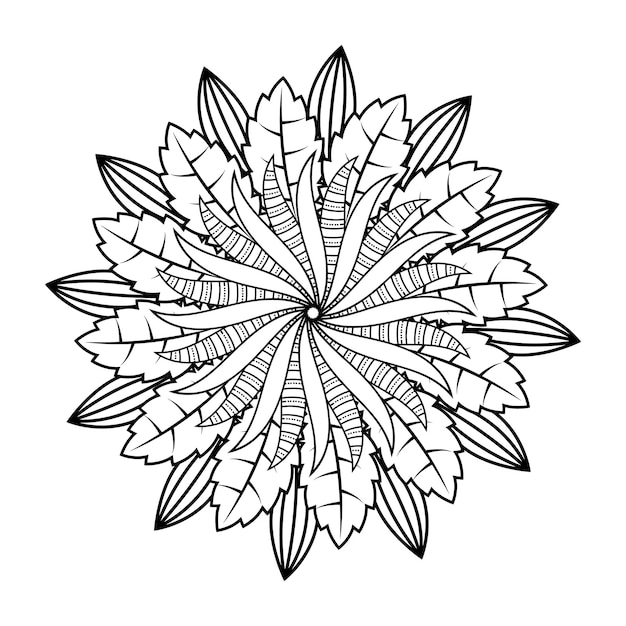 Hand drawing mandala flower pattern coloring page,