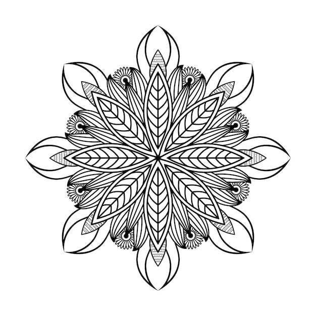 Hand drawing mandala flower pattern coloring page,