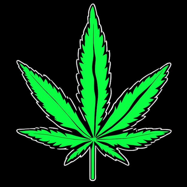 a hand drawing marijuana leaf for tshirt design vivid illustration in isolated dark background