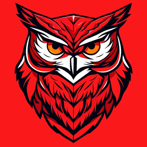 a hand drawing owl for tshirt design vivid illustration in isolated red background vector