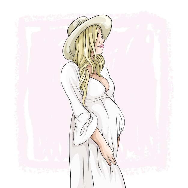 Hand drawing of a pregnant mother for Mothers Day e