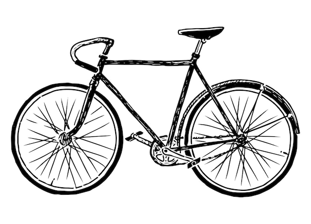 Hand drawing of profile silhouette city bicycle