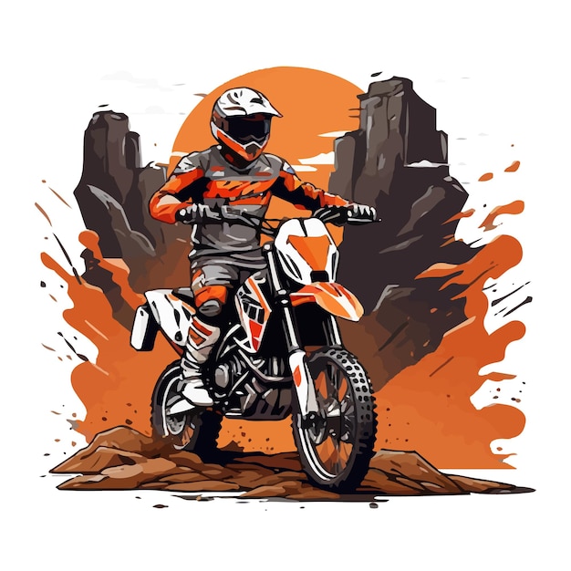 Hand drawing racing bike motorcycle illustration watercolor offroad isolated white background