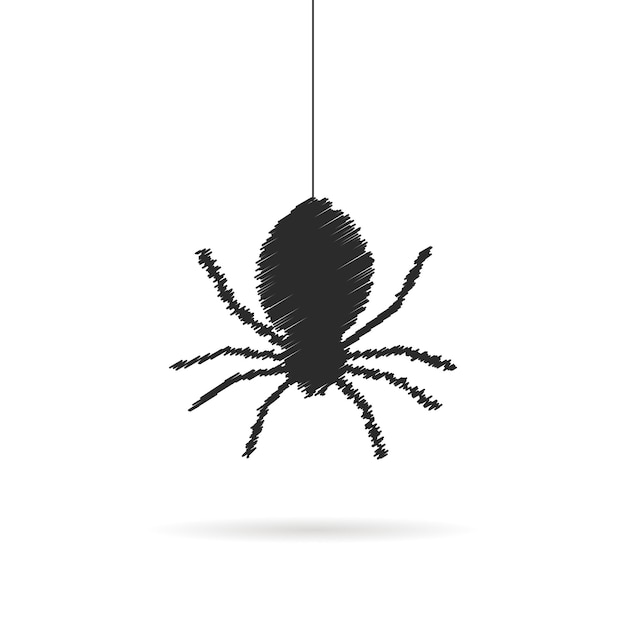 Hand drawing spider icon with shadow