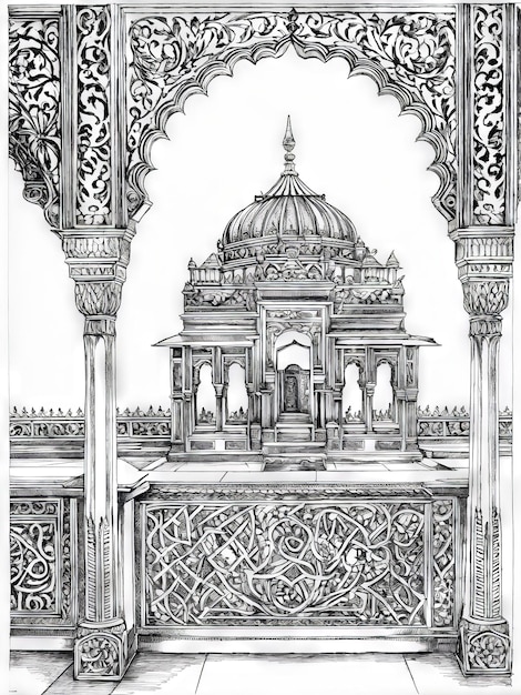 Vector hand drawing style illustration of the indian traditional architecture india