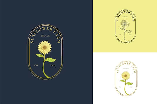 Hand drawing  sunflower logo templates for your company