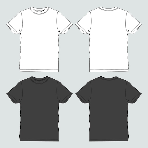 Vector hand drawing t shirt vector illustration white and black color template front and back