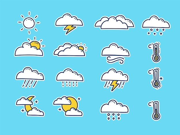 Hand drawing weather filled outline icon doodle style