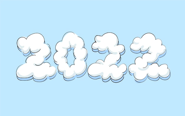 Hand drawn 2022 cloudshaped number