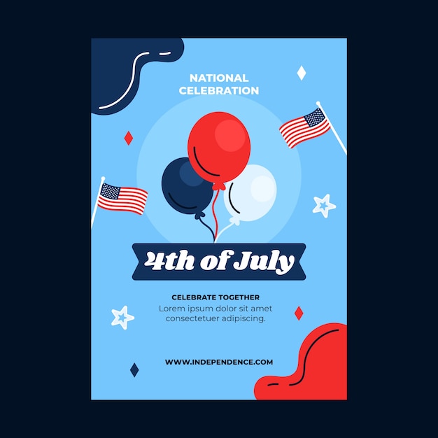 Hand drawn 4th of july celebration poster template