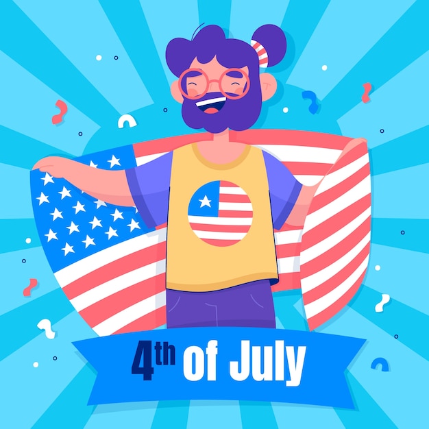 Hand drawn 4th of july illustration