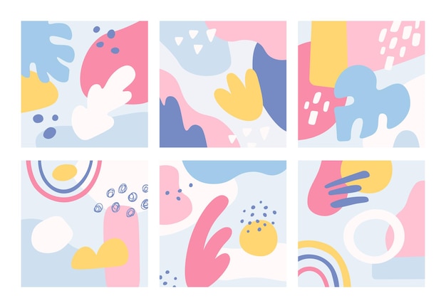 Hand drawn abstract backgrounds set