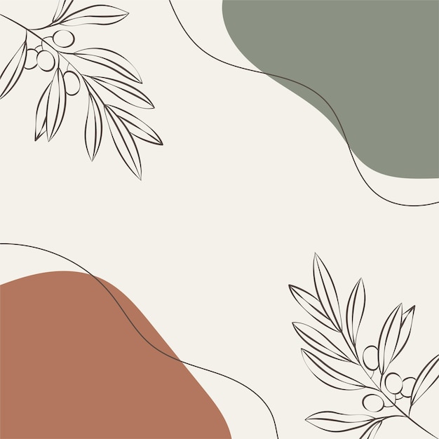 Hand drawn abstract botanical shapes background