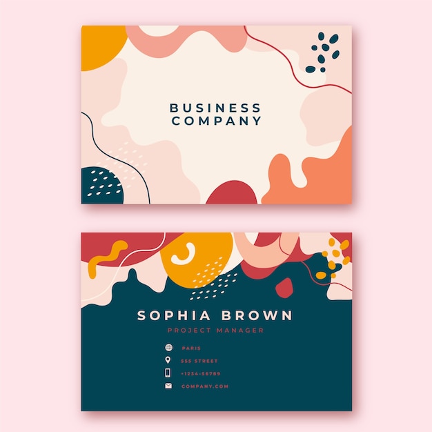 Vector hand drawn abstract business card template