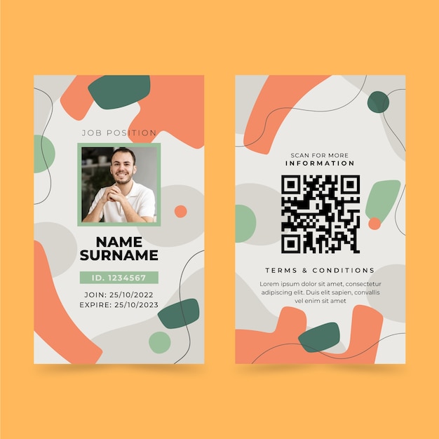 Hand drawn abstract id cards template