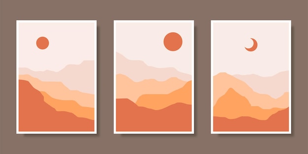 Hand drawn abstract landscape covers collection