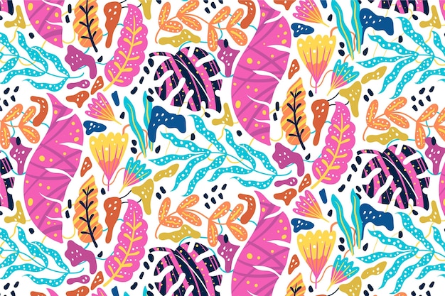 Hand drawn abstract leaves pattern