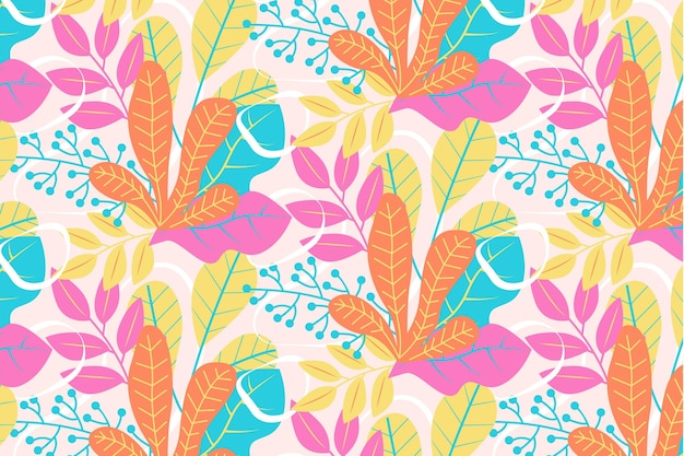 Hand drawn abstract leaves pattern