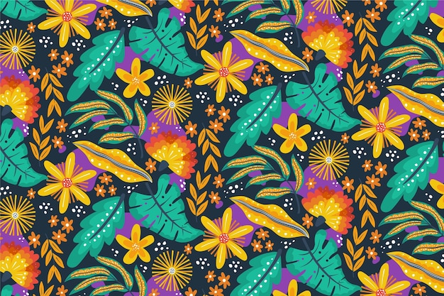 Hand drawn abstract leaves pattern