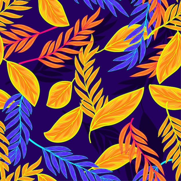 Hand Drawn Abstract Leaves Seamless Pattern