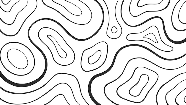 Hand drawn abstract line art topographic map design