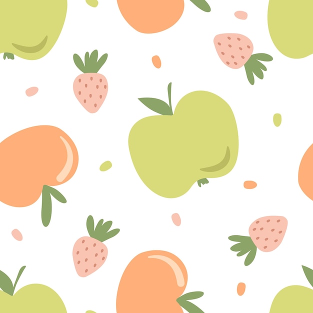 Hand Drawn Abstract Minimalist Kids Fruits Pattern