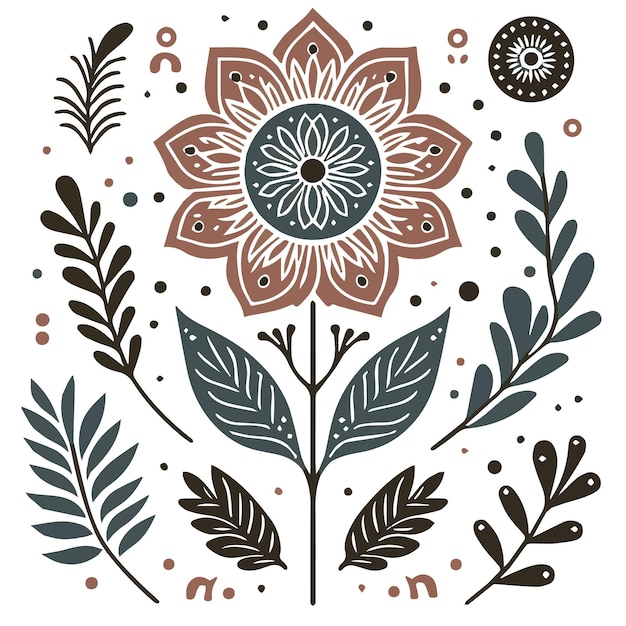 Vector a hand drawn abstract seamless pattern wildflower flat icon spring floral design