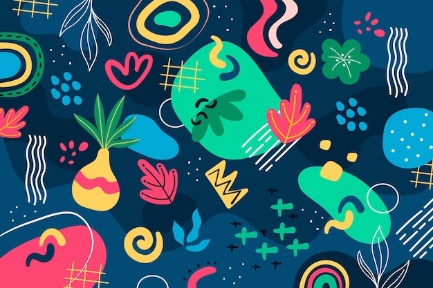 Hand drawn abstract shapes background