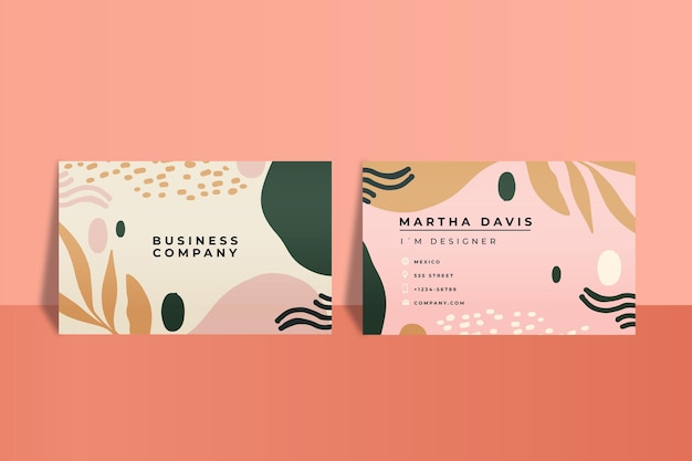 Hand drawn abstract shapes business card template