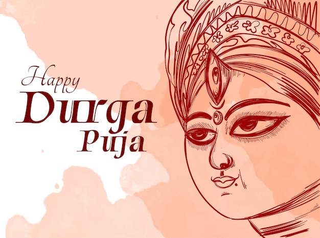 Hand drawn abstract sketch illustration themed durga puja