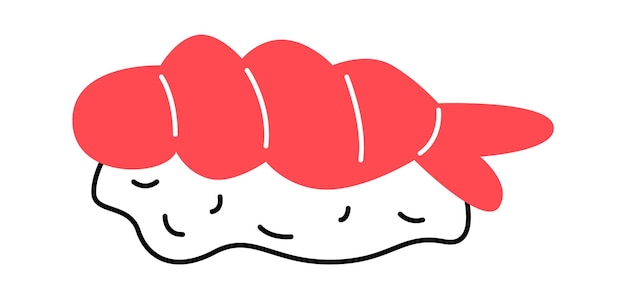 Hand drawn abstract sushi with shrimp design element