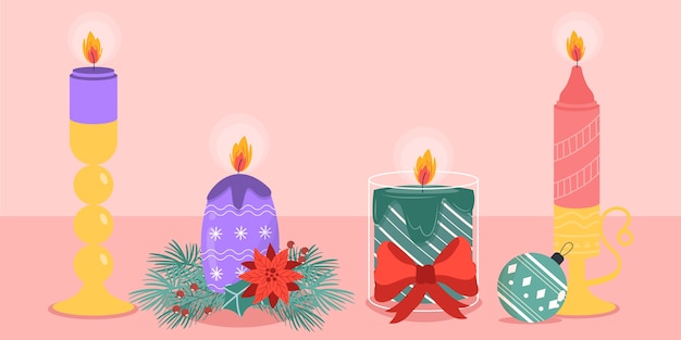 Hand drawn advent candles collection