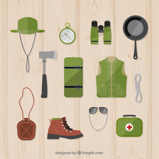 Vector hand drawn adventure accessories